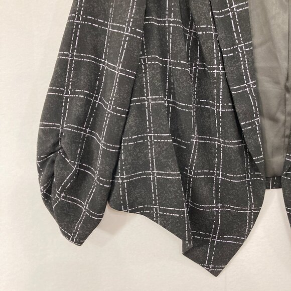 TORRID Blazer sz 2X Black White Plaid Print Blazer Open Front 3/4 Ruched Sleeve - Picture 6 of 12